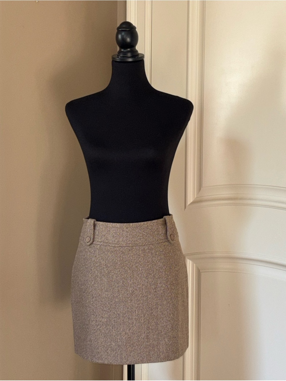 Vintage Hennes H&M Brown Tweed Wool Blend Mini Skirt Size 6 EU 36 Lined Y2K